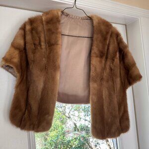 Vintage Mink Fur Stole Cape Shawl Light Brown - Professionally Cleaned